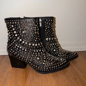 BEAST FASHION Black Studded Ankle Boots